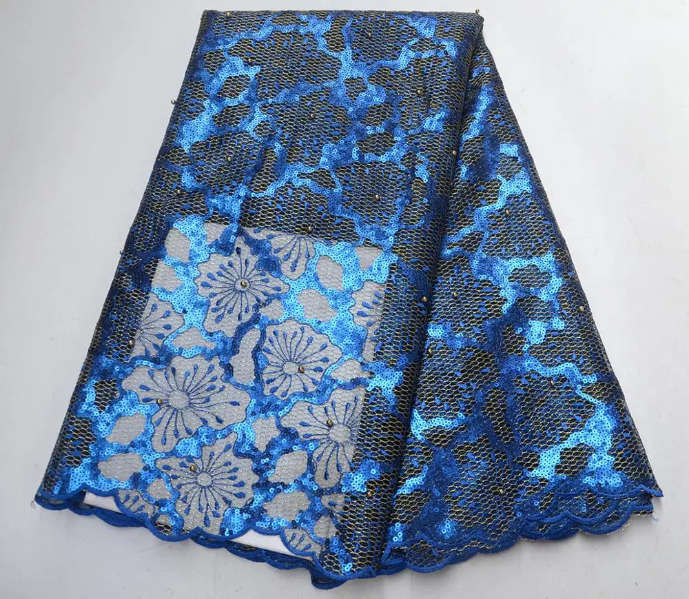 

African Lace Fabric High Quality Sequins Fabric Embroidery Lace Trim Nigerian Party Lace Fabric For African Dress