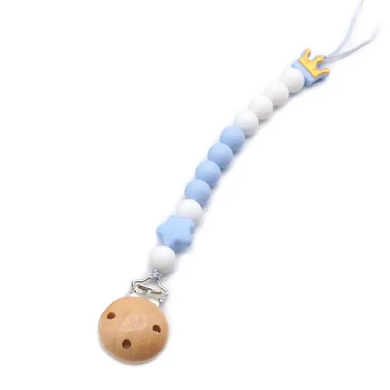 Blue Beads Сделай Сам, ручная работа, детская силиконовая противоцепная соска для новорожденных с изображением лисы, цепочка для прорезывания зубов, милые детские игрушки для прорезывания зубов, подарок для душа - Цвет: Blue Beads