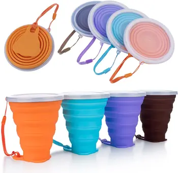 

Folding Cups 270ml BPA FREE Food Grade Water Cup Travel Silicone Retractable Coloured Portable Outdoor Coffee Handcup