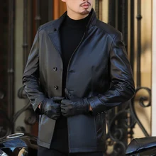 Натуральная кожаная куртка мужская весна осень настоящая овчина пальто мужские s кожаные куртки размера плюс Veste Moto Homme BANG18A1837 YY421