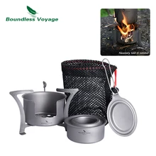 

Boundless Voyage Titanium Alcohol Spirit Stove Camping Mini Wood Heater with Pot Stand Hiking Backpacking Burner Outdoor Tool