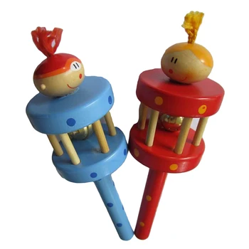 

Baby Toy Baby Rattles Cartoon Animal Wooden Handbell Musical Developmental Instrumentf For Baby Comfort Toy
