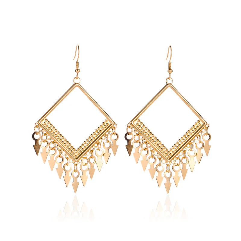 

Exaggerated earrings, simple geometric love tassel, stylish long water drop leaves, women's earrings