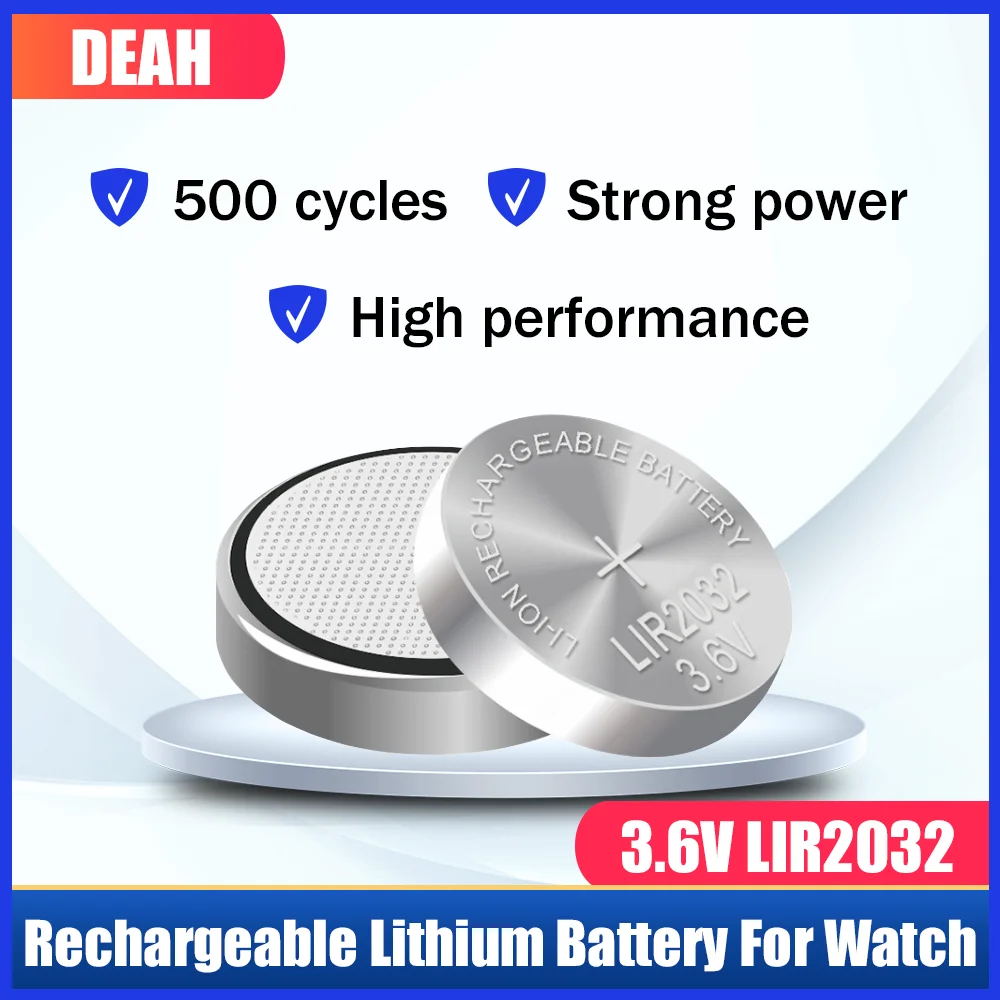 2-10PCS LIR2032 LIR 2032 Lithium Rechargeable Battery For Remote Control Watch Motherboard Replaces CR2032 ML2032 Button Cell coin cell battery