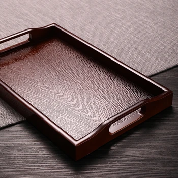 

Household Wooden Kitchen Trays Imitate Inlay Minimalism High Capacity Multifunction Woodiness Rectangle Tea Tray