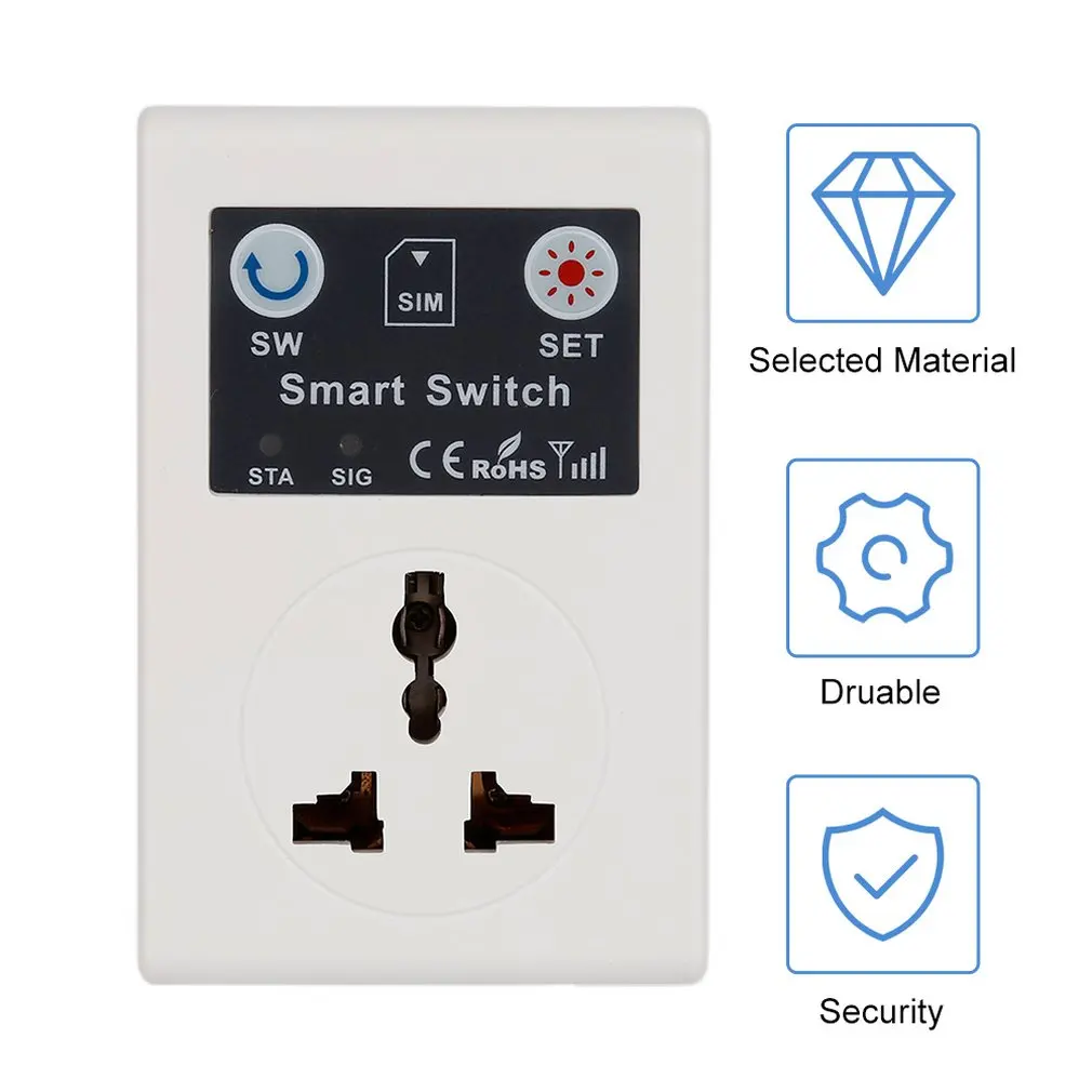 Professional UK/EU Plug 220V Phone RC Remote Wireless Control Smart Switch GSM Socket Power Plug for Home Household Appliance