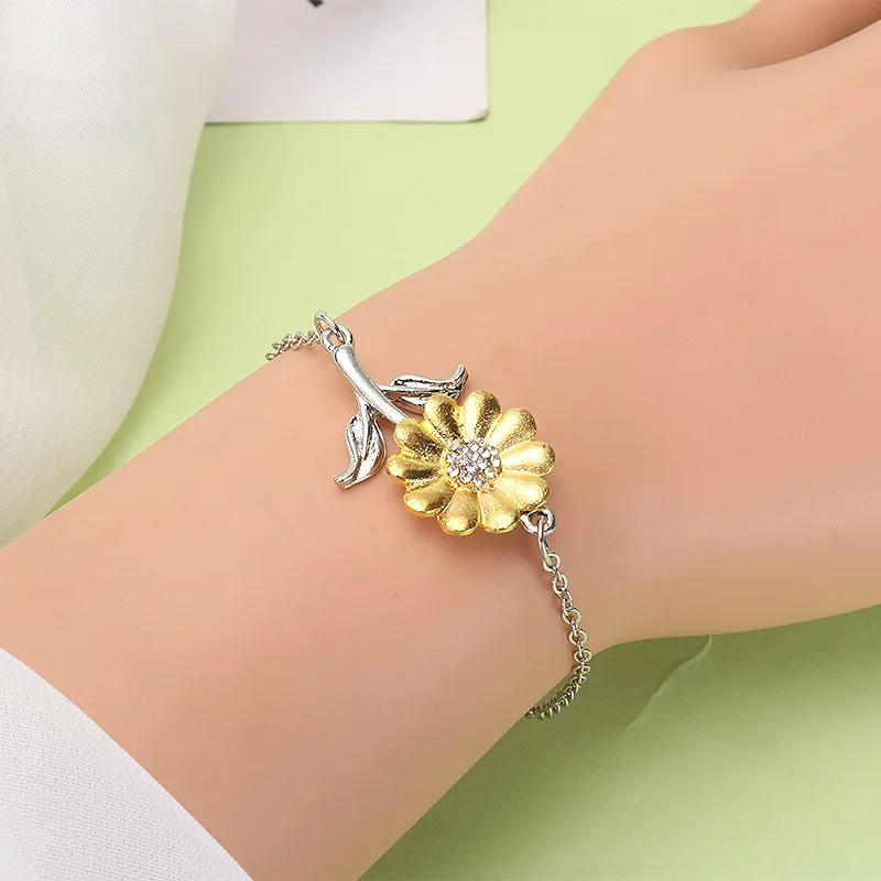 

Daisy Flower Bracelet Crystal Sunflower Adjustable Hand Chain Fashion Women Girls Bracelet Flower Jewelry Daily Wear Accessories