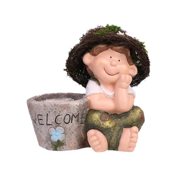 

Creative Cute Cartoon Straw Hat Dolls Succulents Flower Pot Decor Modern Girl And Boys Pot Vase Home Garden Outdoor Decor R2933