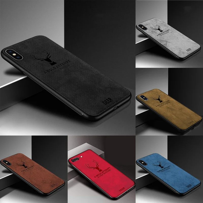 Защитный чехол с оленем для Iphone 6/6s/7/7 s/8/8 s, роскошный мягкий силиконовый+ тканевый чехол для Iphone Xr/x/xs/max