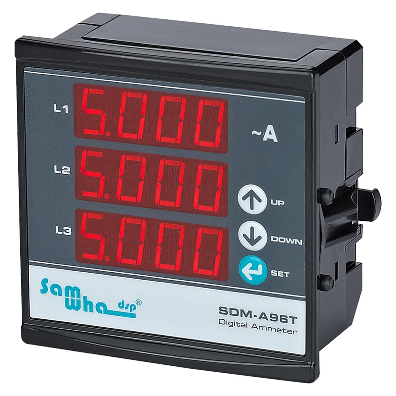 Samwha-Dsp SDM-A96T 3P e 4W Amperímetro digital trifásico, compacto fino, medidor de painel LED