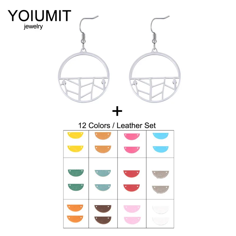 

Cremo DIY Personalized Faux Leather Dangling Earrings For Women Fashion Jewelry Semicircle Interchangeable Leather Drop Earrings