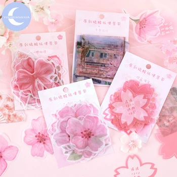 

YueGuangXia Japanese Girlish Sakura Loose Leaf Kawaii Litmus Memo Pads Original Creative Celebrating Spring Memo Pads 4 Designs