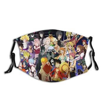 

Reusable Face Mask With Filters Japanese Anime Characters Casual Anti Haze Mouth Protection Cover