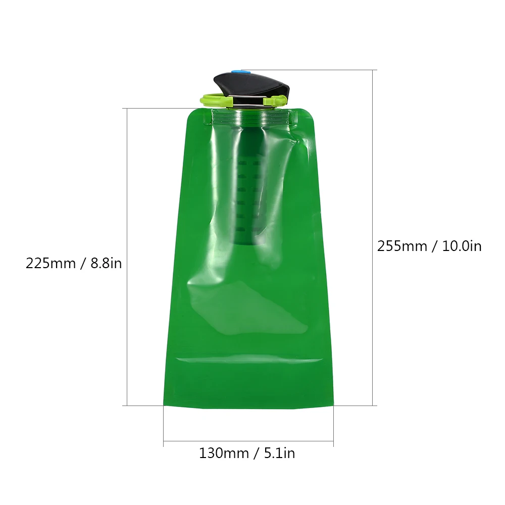 750ml BPA Free Foldable Flexible Water Filter Bag Bladder Water Filtration Bottle with Carabiner for Outdoor Emergency Survival