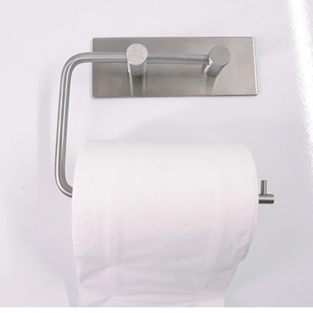 

Tissue Roll Paper Holder Stainless Steel Horizontal Rustproof Kitchen Home Bathroom Punch Free Wall Mount Adhesive Easy Install