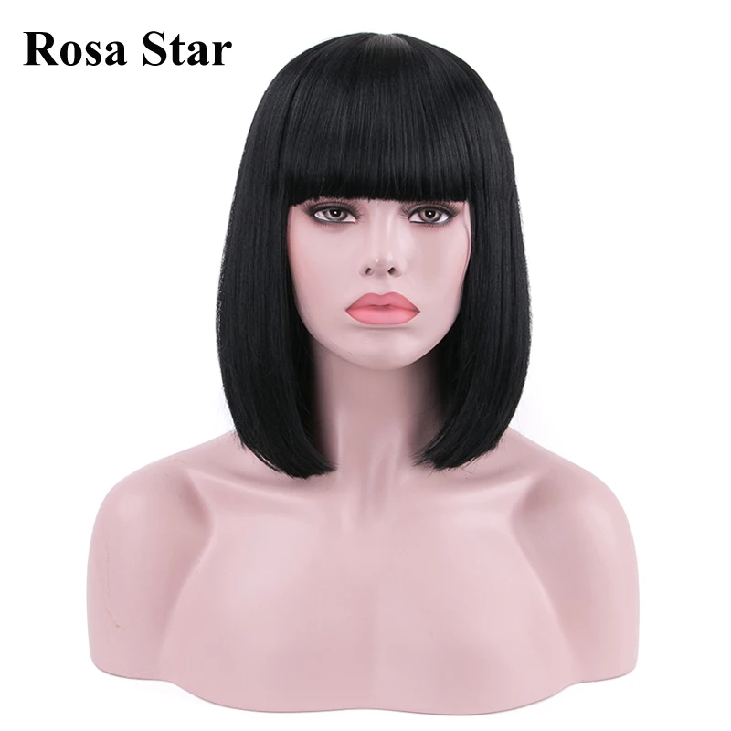 Синтетические цветные прямые короткие парики Rosa Star с челкой термостойкие