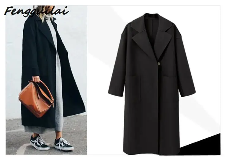 

Wool Women High Quality Plus Size Loose Elegant Single Breasted Woolen Coat Womens Korean Casual Coats Autumn Winter Fashion