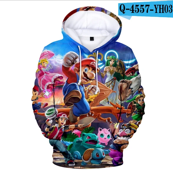 Последние классические игры супер толстовка с Марио для мужчин/женщин Super Smash Bros 3D толстовки уличная Толстовка детская куртка одежда - Цвет: color at picture