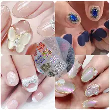 

50% Hot Sale 24Grids/Box Flat Back Nail Rhinestones DIY Easily Stick Mixed Colorful AB Nail Art Glitter Decorations for Manicure