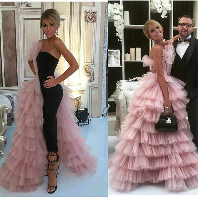 $US $129.00 Unique Long Prom Dresses 2019 Tiered Tulle Chic Evening Dress Off the Shoulder Floor Length Formal Gown Party Wear Abendkleider