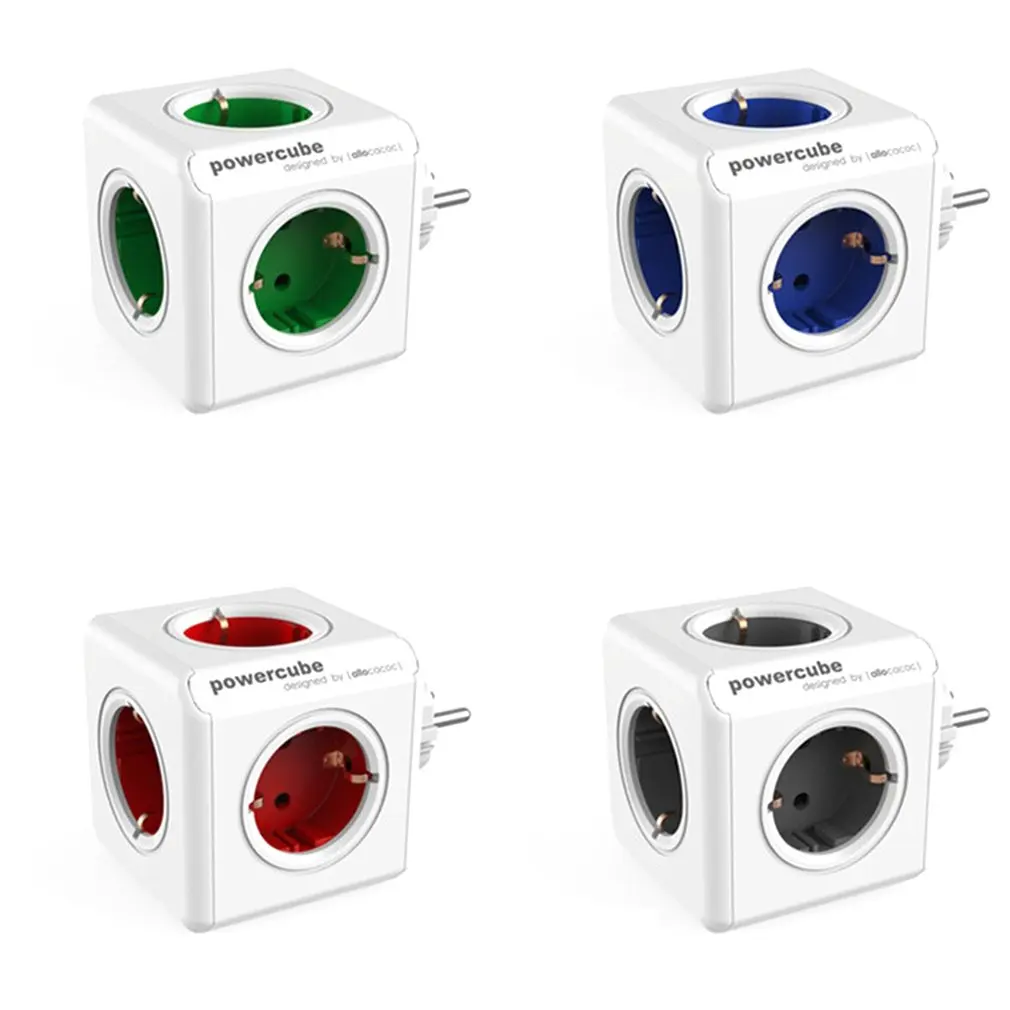 Power Cube Socket EU Plug Socket 4 Outlets USB Ports Adapter Power