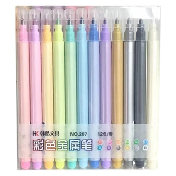 

Hk 207 Color Metal Marker Pen, Hand Account Black Card Mark Student Color Drawing Pen Highlighter