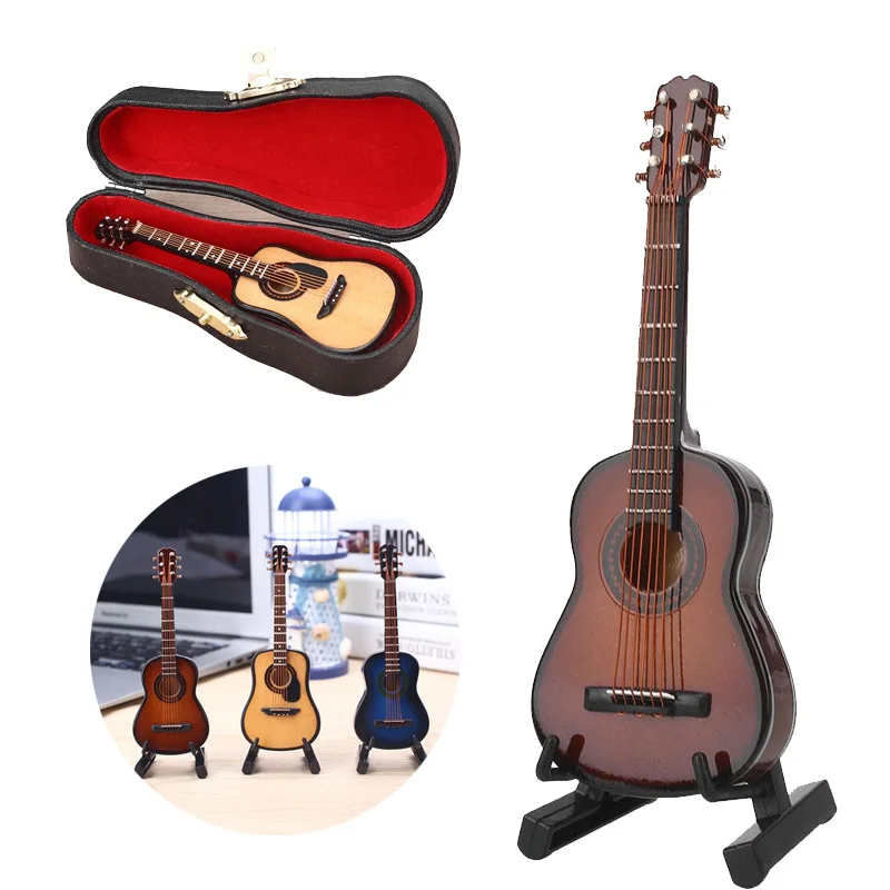 Guitar Model Table Decor Office Ornament Wooden 3 Color Mini Exquisite Creative Cafe Decoration Handicrafts Craft Art Gift