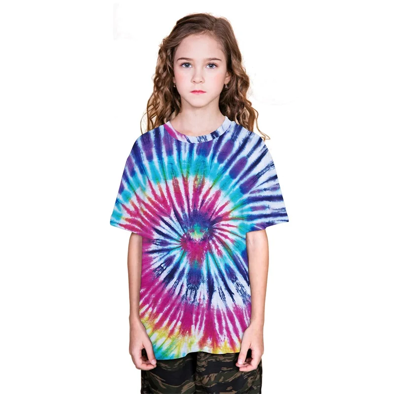TB100093 LEAPPAREL/Летняя футболка с 3D принтом для мальчиков и девочек Модная Детская уличная одежда с короткими рукавами и круглым вырезом топ с рисунком, футболка, детская одежда - Цвет: TB100093