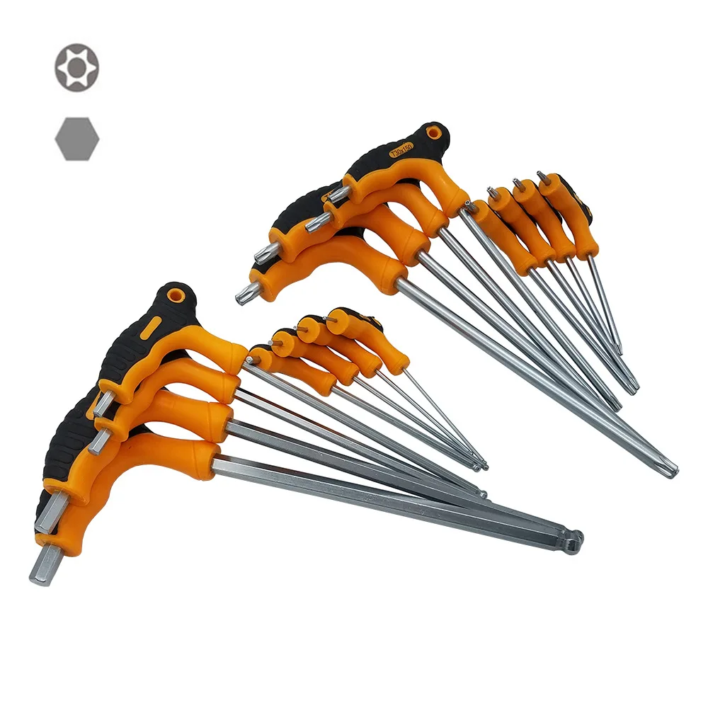 8pc T Handle Torx Star Key Wrench Set Torx Driver Screwdriver Set Bike Bicycle Tool S2 T10 T15 T20 T25 T27 T30 T40 T45 T50