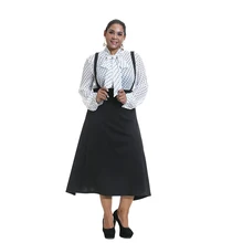 6XL размера плюс комбинезон длинная юбка женская черная плиссированная юбка с высокой талией faldas элегантная Офисная Женская юбка на бретелях jupe femme D30
