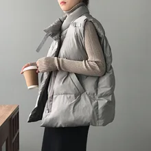 Winter new cotton hippi vest jacket female Korean version of the thick design standing standing loose vest 80056