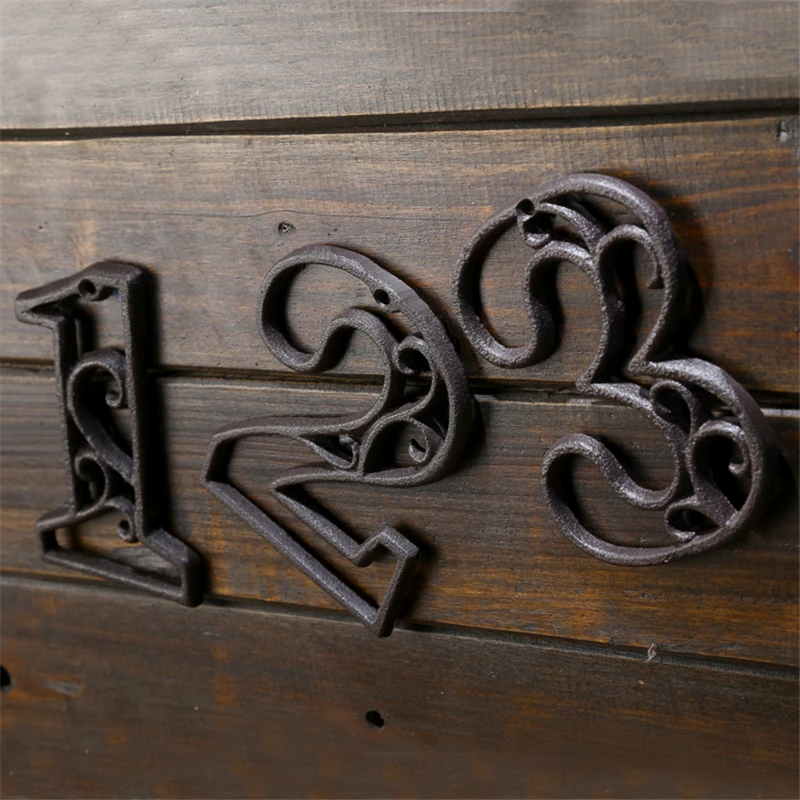 Industrial Cast Iron House Number American Style Door Numbers Address Customized Number For Home Restaurant Wall Living Room house number signs house numbers number plate