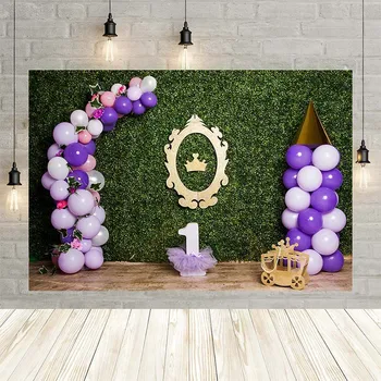

Avezano Boy Girl Newborn Purple Balloon Green 1th Birthday Party Decoration Backdrop Photo Background Custom Photography Studio