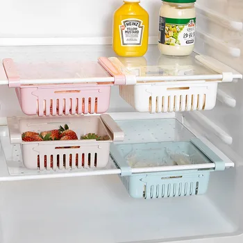 

Adjustable Stretchable Refrigerator Organizer Drawer Basket Refrigerator Pull-out Drawers Fresh Spacer Layer Storage Rack