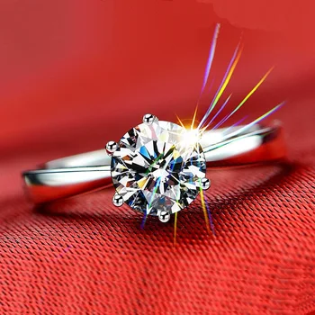 

925 Silver D Color 5mm to 6.5mm Moissanite Ring Brilliant Cut 0.5-1 Carat Moissanites Diamond Ring Classic Engagement Jewelry