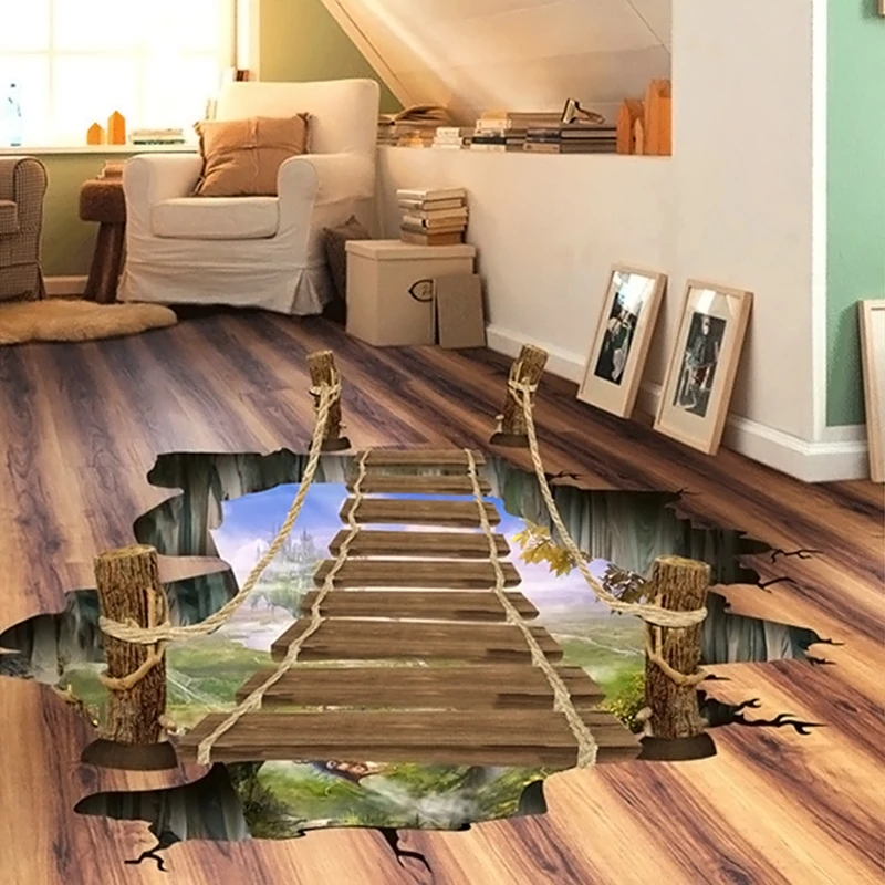 3D наклейки на стену, пол, Декор, съемные плакаты, наклейки для дома, украшение 72XF
