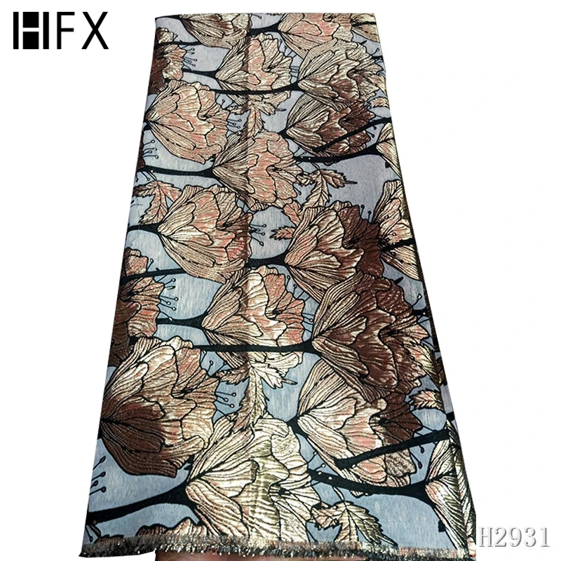 HFX африканская кружевная жаккардовая ткань с полностью ориентированной нитью, французская кружевная ткань нигерийское кружево ткань высокое качество кружева Материал для платья 5 ярдов H2931