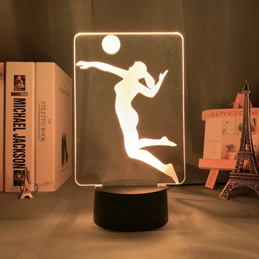 

Acrylic Led Night Lamp Women's Volleyball for Office Decor Adult Sport Nightlight Event Prize Touch Sensor Remote Desk Lamp Gift