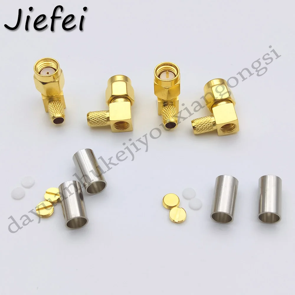 30 300 шт SMA/RP SMA штекер под прямым углом 90 градусов обжимной RG58 RG142 LMR195 RG400 Кабельный