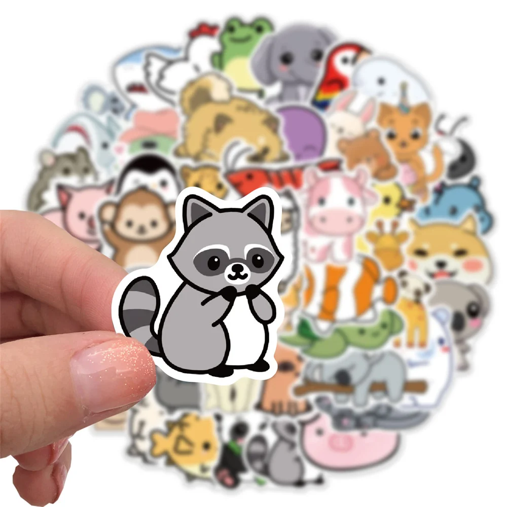 10/30/50PCS Cartoon Natural Animal Collection Waterproof Sticker Trunk Refrigerator Car iPad Stationery Box Decoration Wholesale