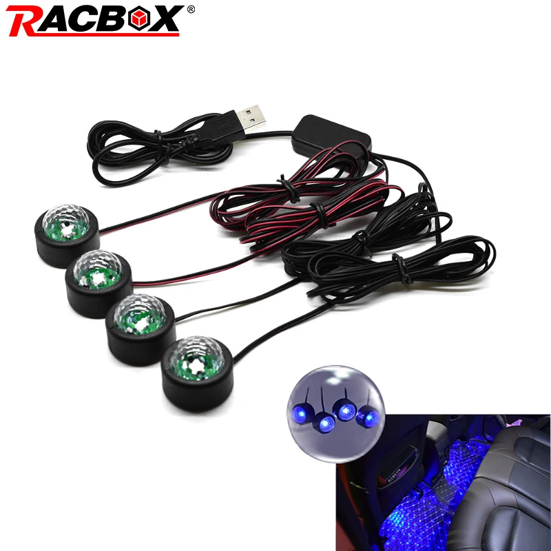 Светодиодный напольный светильник RGB для автомобиля, лампа для салона, светильник для ног, декоративный светильник с USB управлением, 5 В