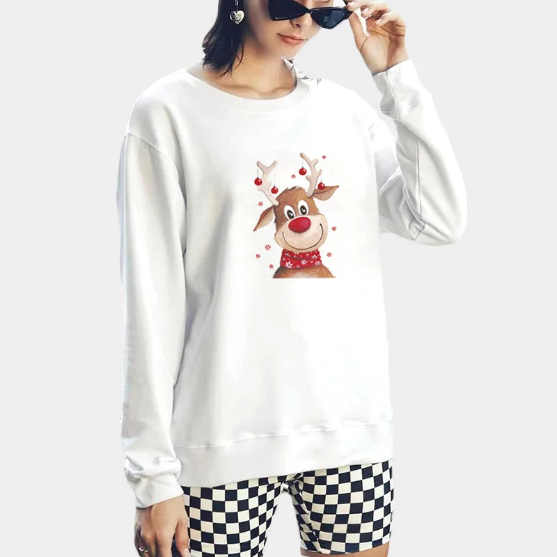 

Santa Claus Print Harajuku Women Sweatshirt Long Sleeve Autumn Christmas Plus Size Streetwear Femme O-Neck Loose Casual Pullover