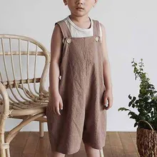 Весна, новые детские модные повседневные Комбинезоны в Корейском стиле, однотонные Свободные Штаны для маленьких мальчиков и девочек