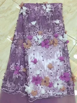 

Nigerian Lace Fabrics 2020French Lace Fabric High Quality 3D Beaded Lace African Lace Applique Fabric For Women Dress CD28991