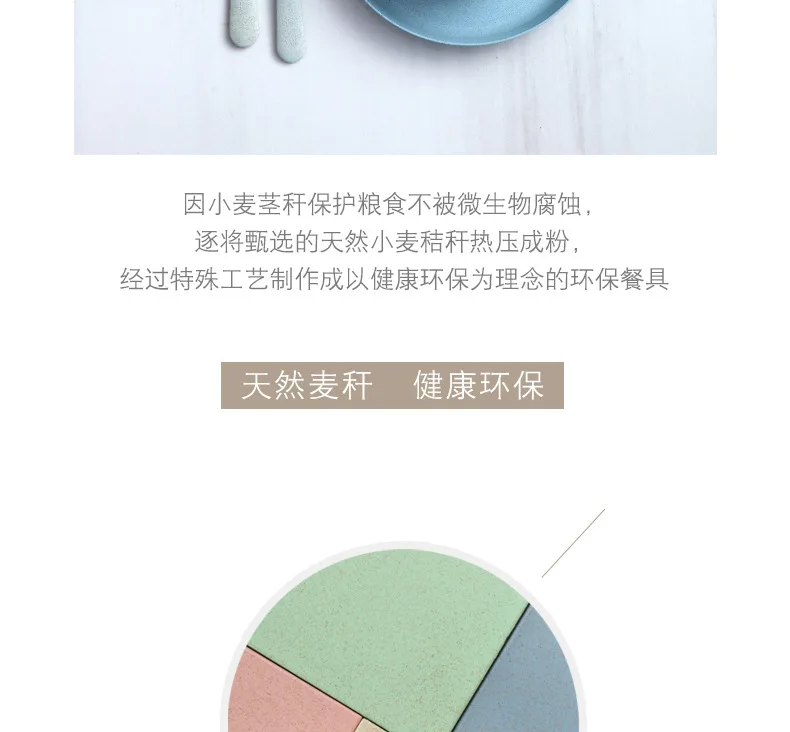 Currently Available Straw Tableware Wheat Straw Tableware Set Cup Dishes Knife, Fork And Spoon Suit Shatter-resistant Dishes Pla