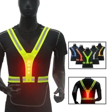 Led ciclismo colete de alta visibilidade ao ar livre correndo ciclismo reflexivo segurança colete ajustável cinta elástica
