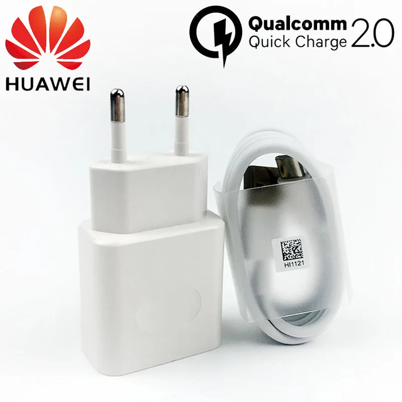 Оригинальное быстрое зарядное устройство huawei QC 2,0 Адаптивное зарядное устройство 18 Вт ЕС штекер Адаптер быстрой зарядки usb type c кабель для honor 9 8 mate 20 10 lite p 9