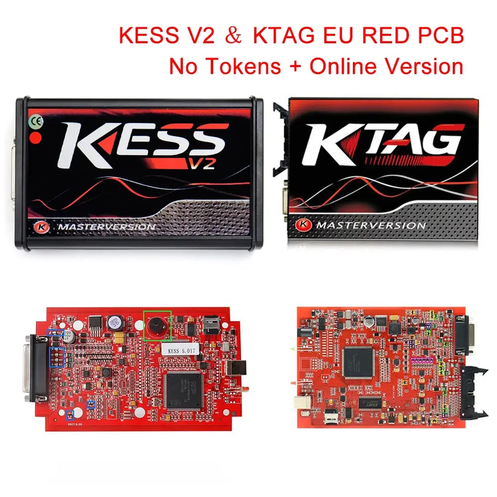 Онлайн V2.47 ЕС красный KESS V2 V5.017 OBD2 менеджер Тюнинг Комплект+ KTAG V7.020 V2.23+ металлический светодиодный программатор BDM+ 22 шт. Адаптеры ECU программист