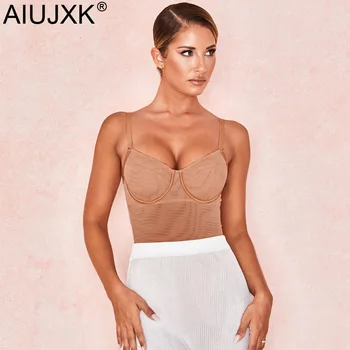 

AIUJXK Mesh Bodysuit For Women 2019 New Arrival Summer Sexy Backless Body Top Ladies Fashion Solid Sleeveless Jumpsuit Black