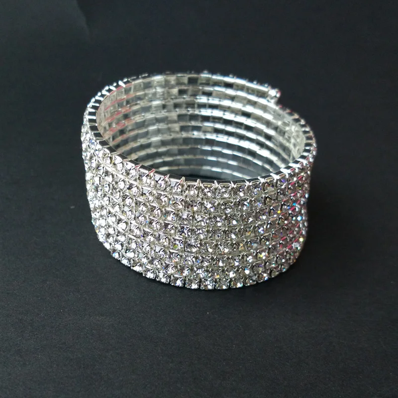 8-row Bangles Pulseiras Bracelet Silver Plated and Gold Color Crystal Rhinestone Spiral Bracelets Amp for Women | Украшения и
